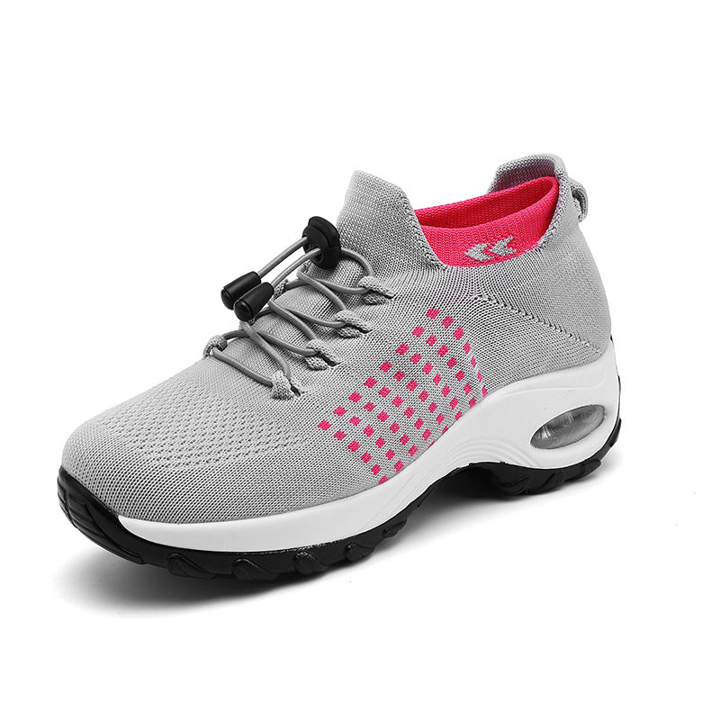 Damen nan leichte atmungsaktive Strick-Sneaker mit Luftkissen und hohem Sockenkragen EB