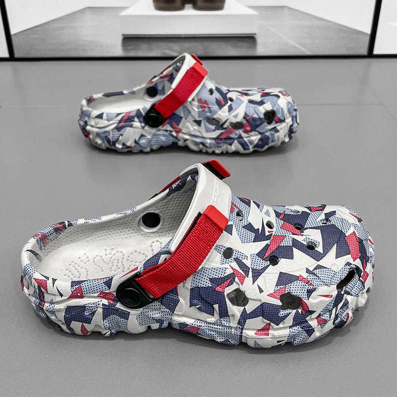 Damen modische Clogs mit einzigartigem grafischen Design und verstellbarem Riemen EB