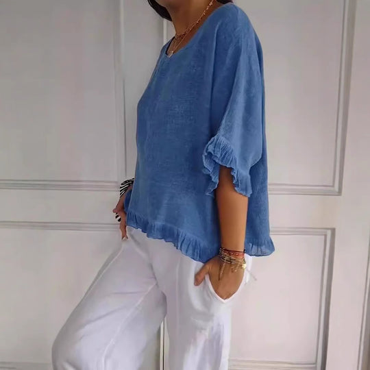 Damen Leichtes Shirt mit Fransen EB