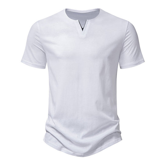 Herren Kurzarm-Henley-T-Shirt mit kreativem V-Ausschnitt und angenehmem Tragegefühl EB