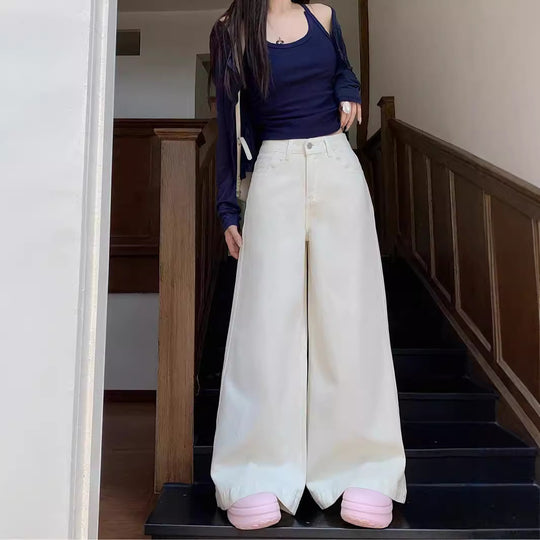 Damen Weite Denim-Culotte mit hoher Taille und modischem Schnitt EB