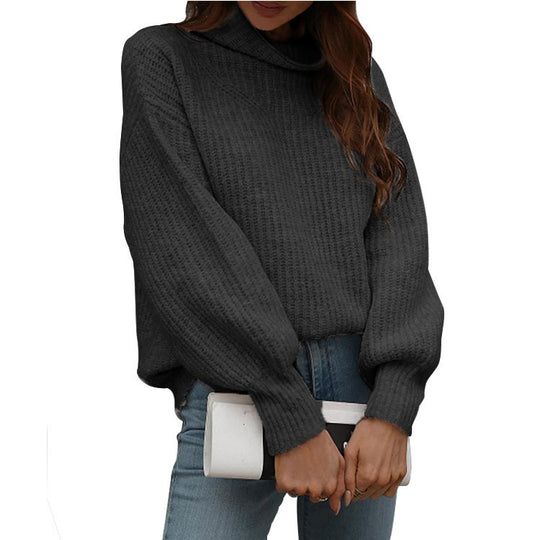 Damen Strickpullover mit weitem Schnitt und modischem Rollkragen EB