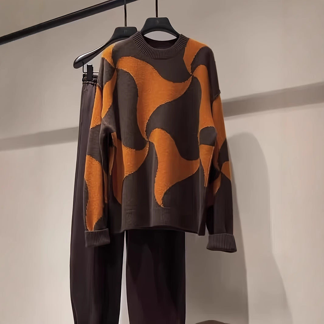 Damen Übergroßer Pullover mit einzigartigem Muster EB