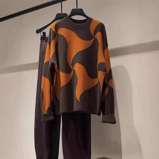 Damen Übergroßer Pullover mit einzigartigem Muster EB