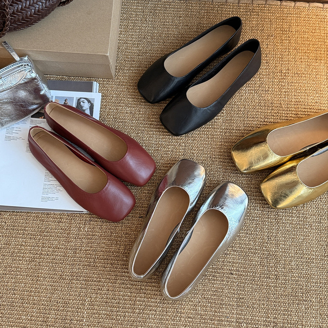 Damen Ballerinas aus hochwertigem Metallic-Leder mit komfortabler Innensohle EB