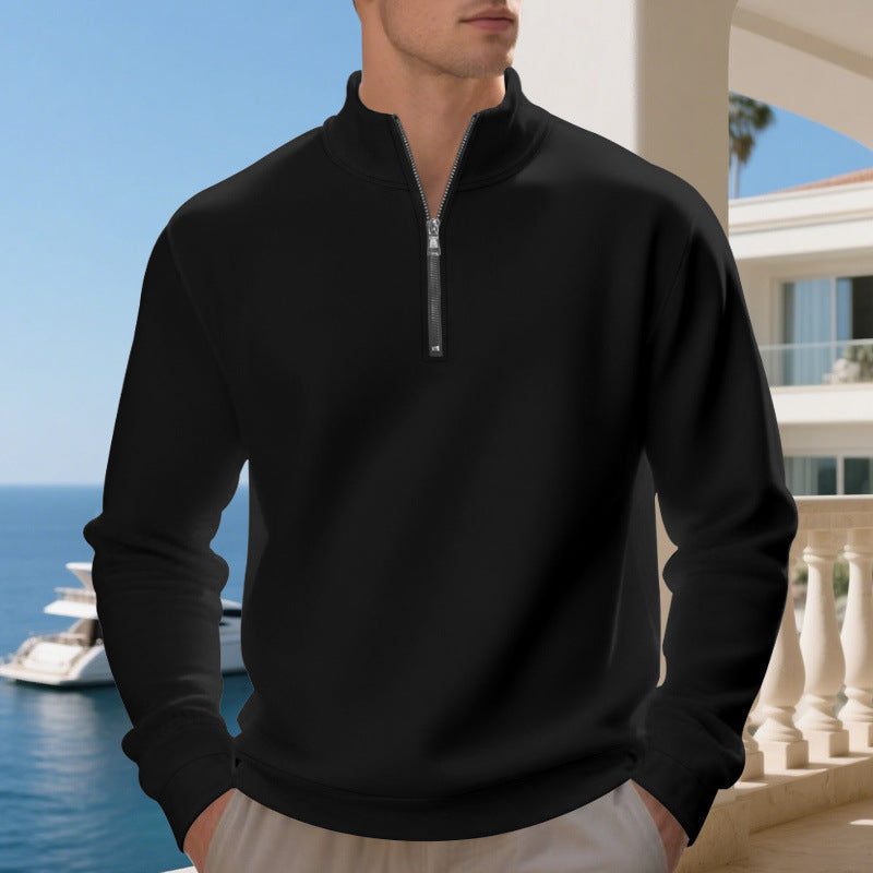 Herren sportlicher Pullover mit halbem Reißverschluss und atmungsaktiver Struktur EB