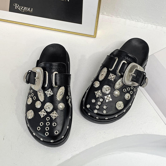 Damen Mokassins mit dekorativen metallic Applikationen EB