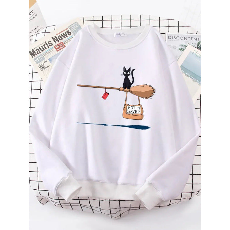 Damen Sweatshirt mit kreativem Katzenmotiv EB