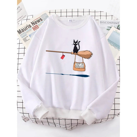 Damen Sweatshirt mit kreativem Katzenmotiv EB