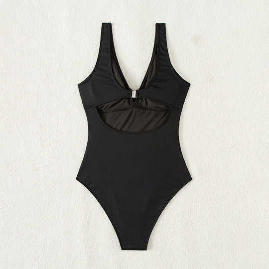 Damen Eleganter Einteiler Badeanzug mit raffiniertem Rüschendesign EB