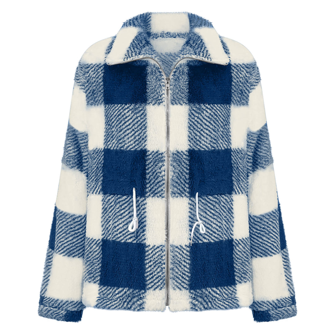 Damen Plüschjacke mit Karomuster EB