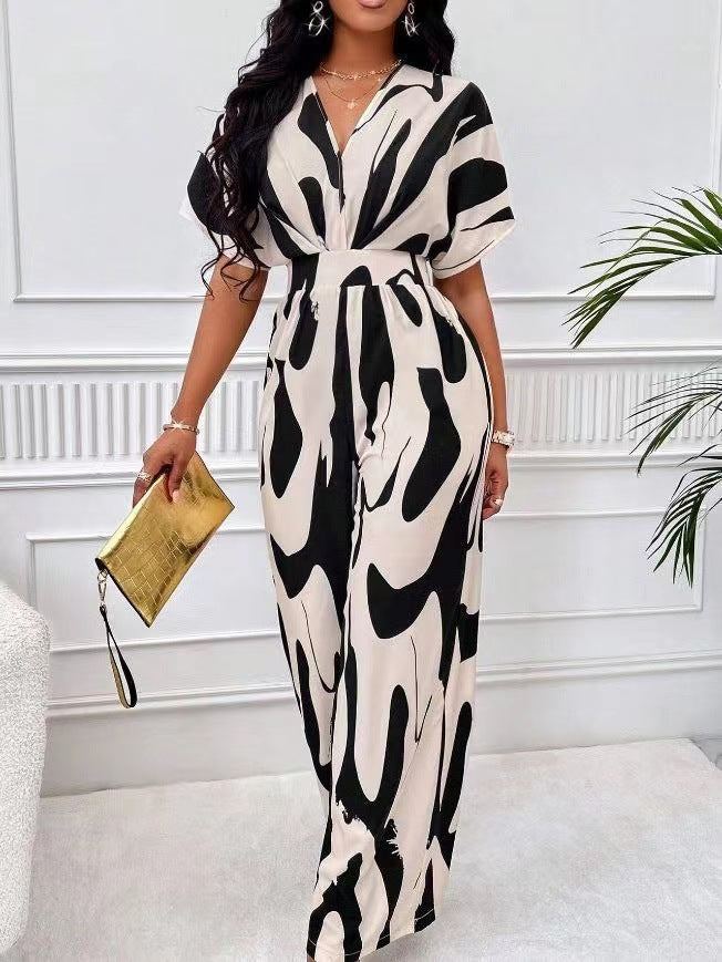 Damen Eleganter Jumpsuit mit weit geschnittenem Bein und raffiniertem Design EB