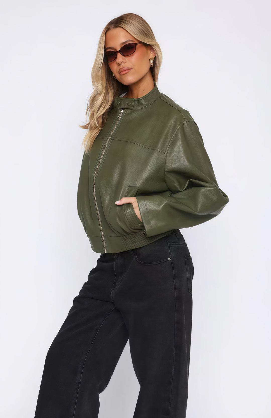 Damen lässige und stilvolle Kunstlederjacke EB