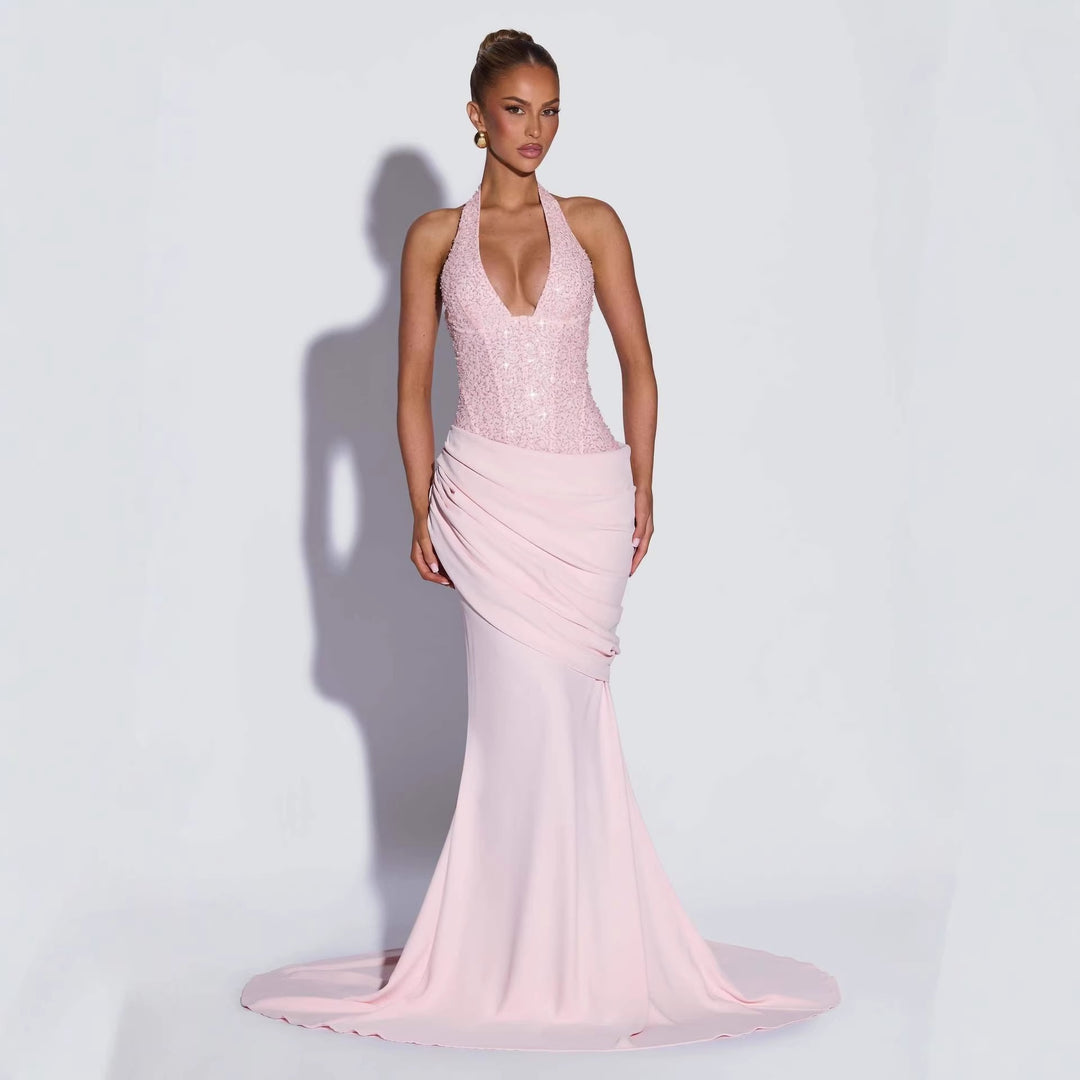 Damen Glänzendes Abendkleid mit figurbetontem Schnitt und schimmernden Pailletten EB