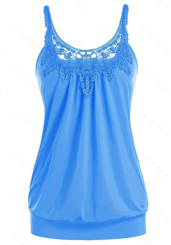Damen Elegantes Spitzentop mit raffinierten Trägern und lockerer Passform EB