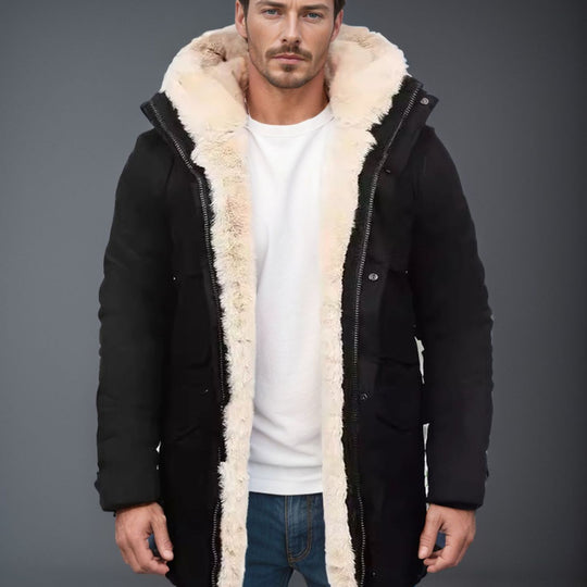 Damen praktische Parkajacke mit warmem Sherpa-Futter EB