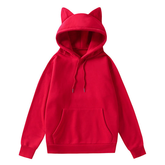 Damen Hoodie mit Katzenohren und Kängurutasche EB