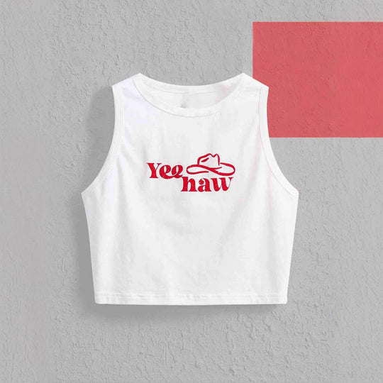 Damen Crop-Top mit originellem Cowboy-Motiv und coolem Schriftzug EB