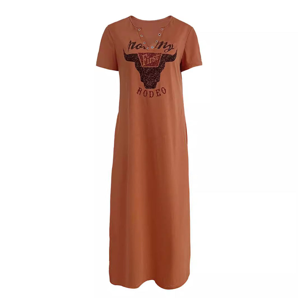 Damen Maxikleid mit grafischem Druck EB