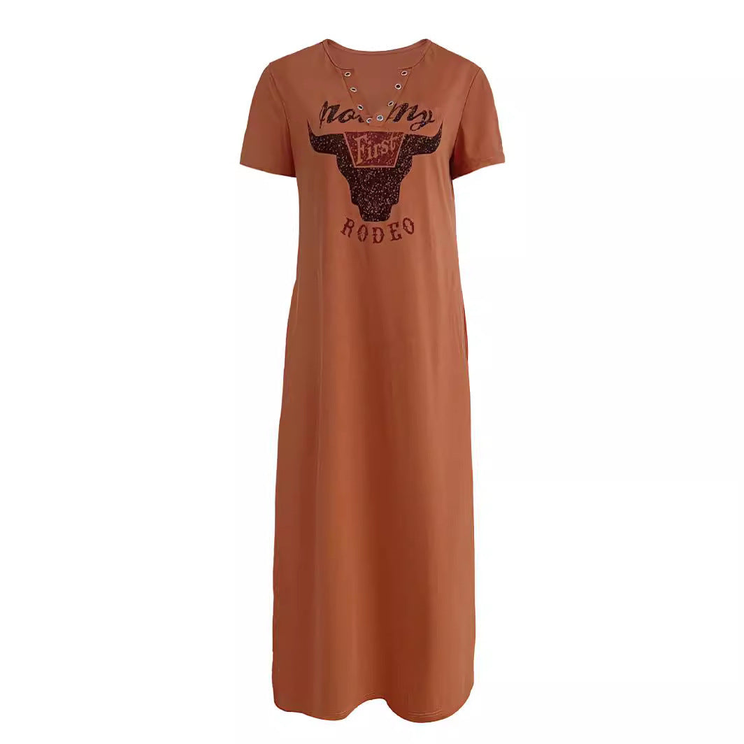 Damen Maxikleid mit grafischem Druck EB