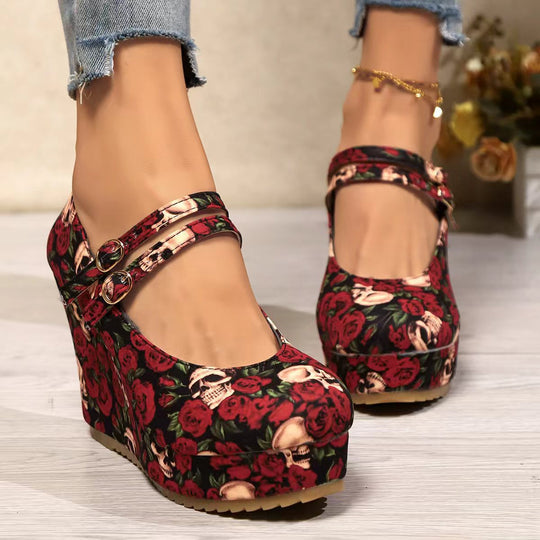 Damen Wedge-Pumps mit eleganter Riemchen-Applikation EB