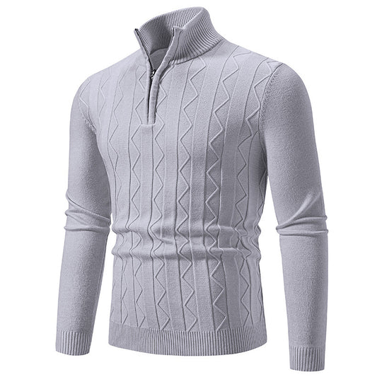 Herren modischer Stehkragenpullover mit strukturiertem Zipper und weichem Innenmaterial EB