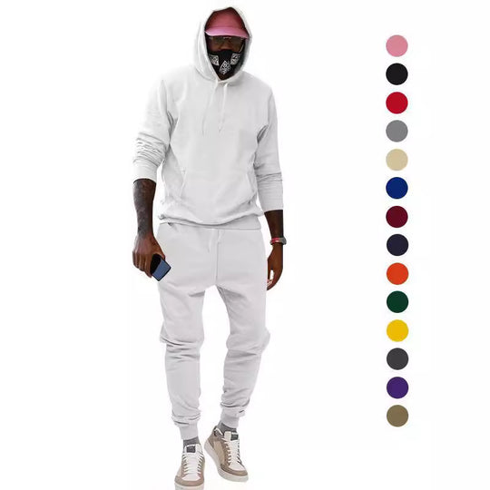 Herren nan lässiges Hoodie- und Jogging-Set aus French Terry mit Kängurutasche, gerippten Bündchen und elastischem Tunnelzugbund EB
