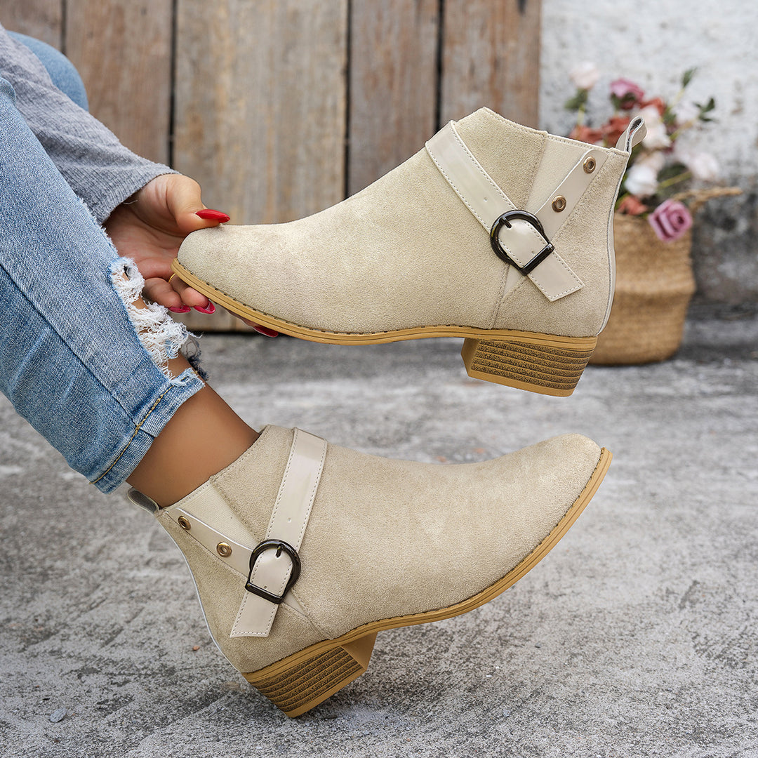 Damen modische Stiefeletten mit elegantem Riemen und rutschfester Sohle EB