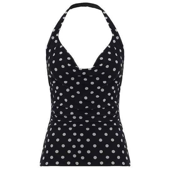 Damen Haltertop mit polka-dots Design und figurbetontem Schnitt EB
