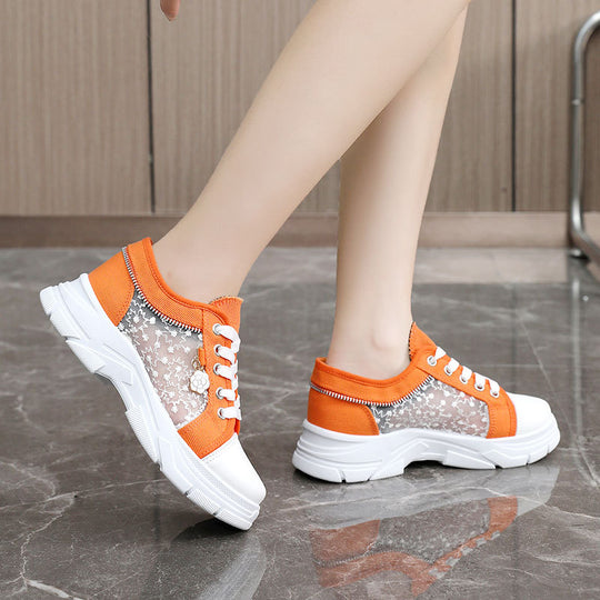Damen Sneaker mit transparenten Einsätzen und modischem Reißverschluss EB