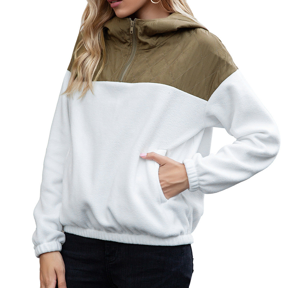 Damen kuschelige Fleecejacke mit Kapuze und praktischen Taschen EB