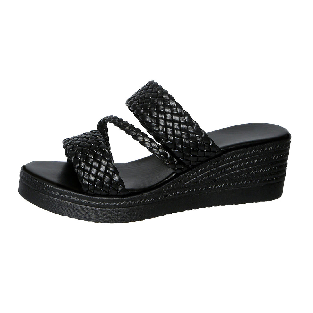Damen Wedge-Pantoletten mit geflochtenen Riemen und ergonomischer Fußbettgestaltung EB