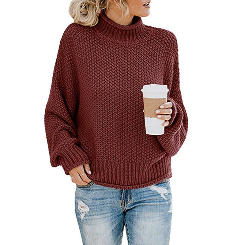 Damen nan grobstrick Rollkragenpullover mit Oversize-Schnitt und Blockstreifen-Optik EB