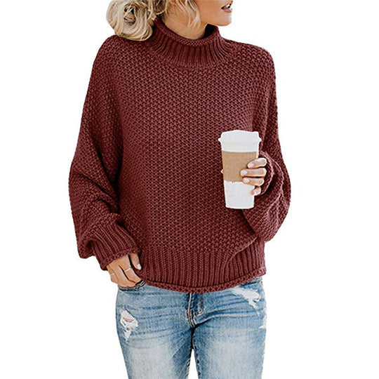 Damen nan grobstrick Rollkragenpullover mit Oversize-Schnitt und Blockstreifen-Optik EB