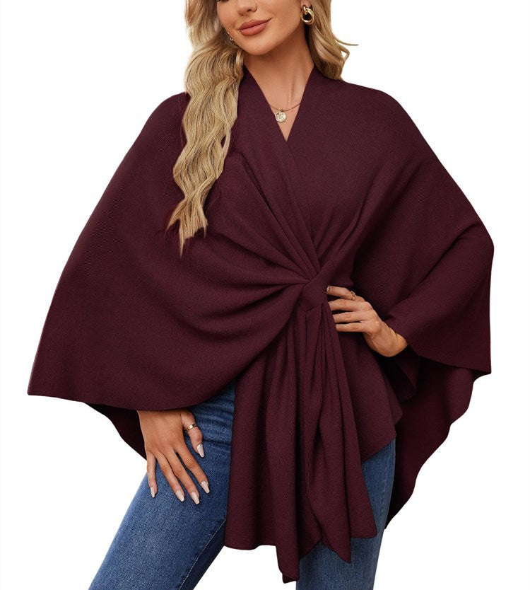 Damen Eleganter Wickelpullover mit asymmetrischem Schnitt EB