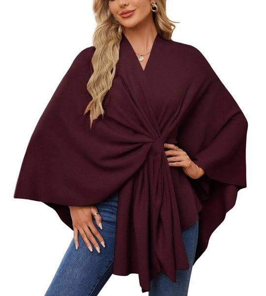 Damen Eleganter Wickelpullover mit asymmetrischem Schnitt EB