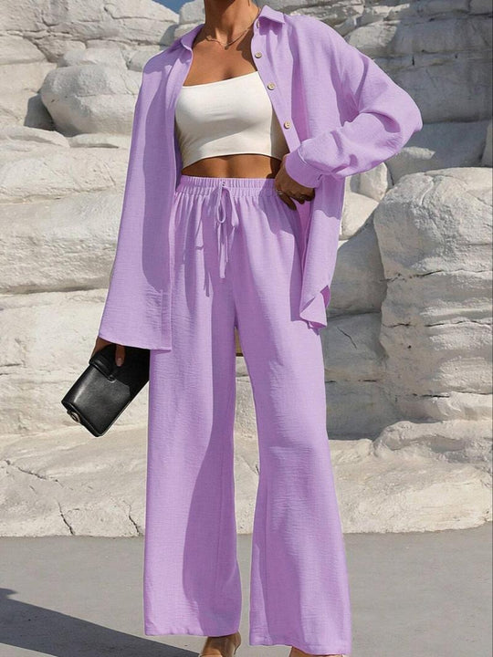 Damen elegantes und lässiges Loungewear-Set mit lockerer Passform EB