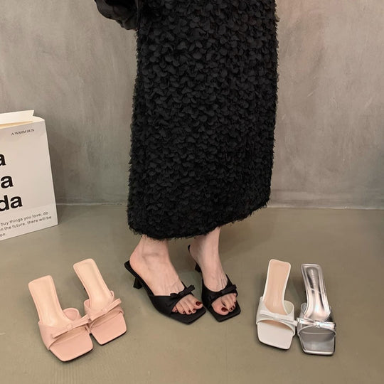 Damen elegante Sling-Pantoletten mit modischem Schleifenakzent EB