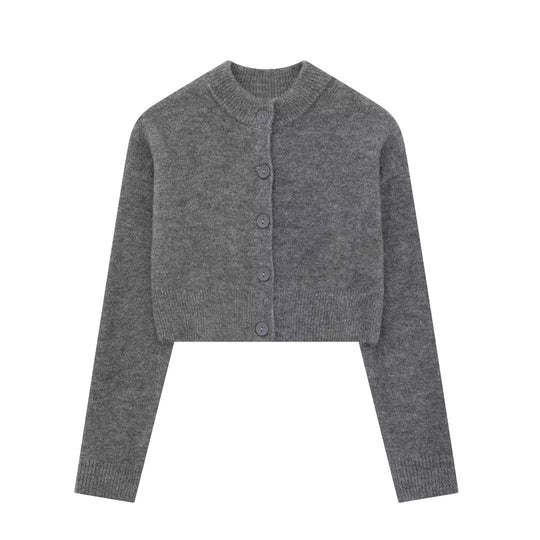 Damen Kurzpullover mit knopfbeschichtetem Design EB