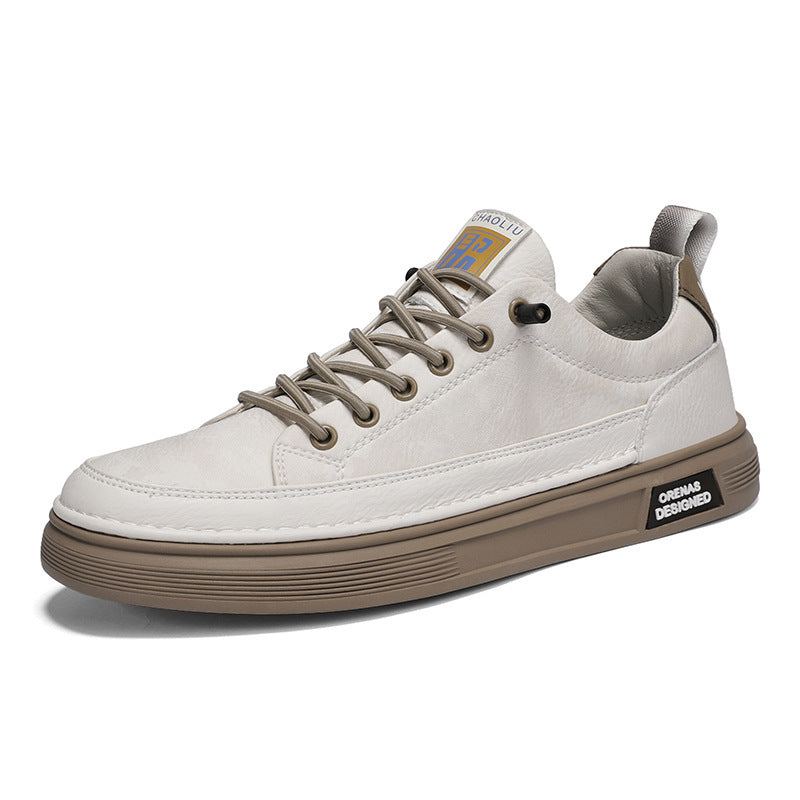 Herren Lederoptik-City-Sneaker mit gepolstertem Fersenkragen und langlebiger Plateau-Gummisohle EB