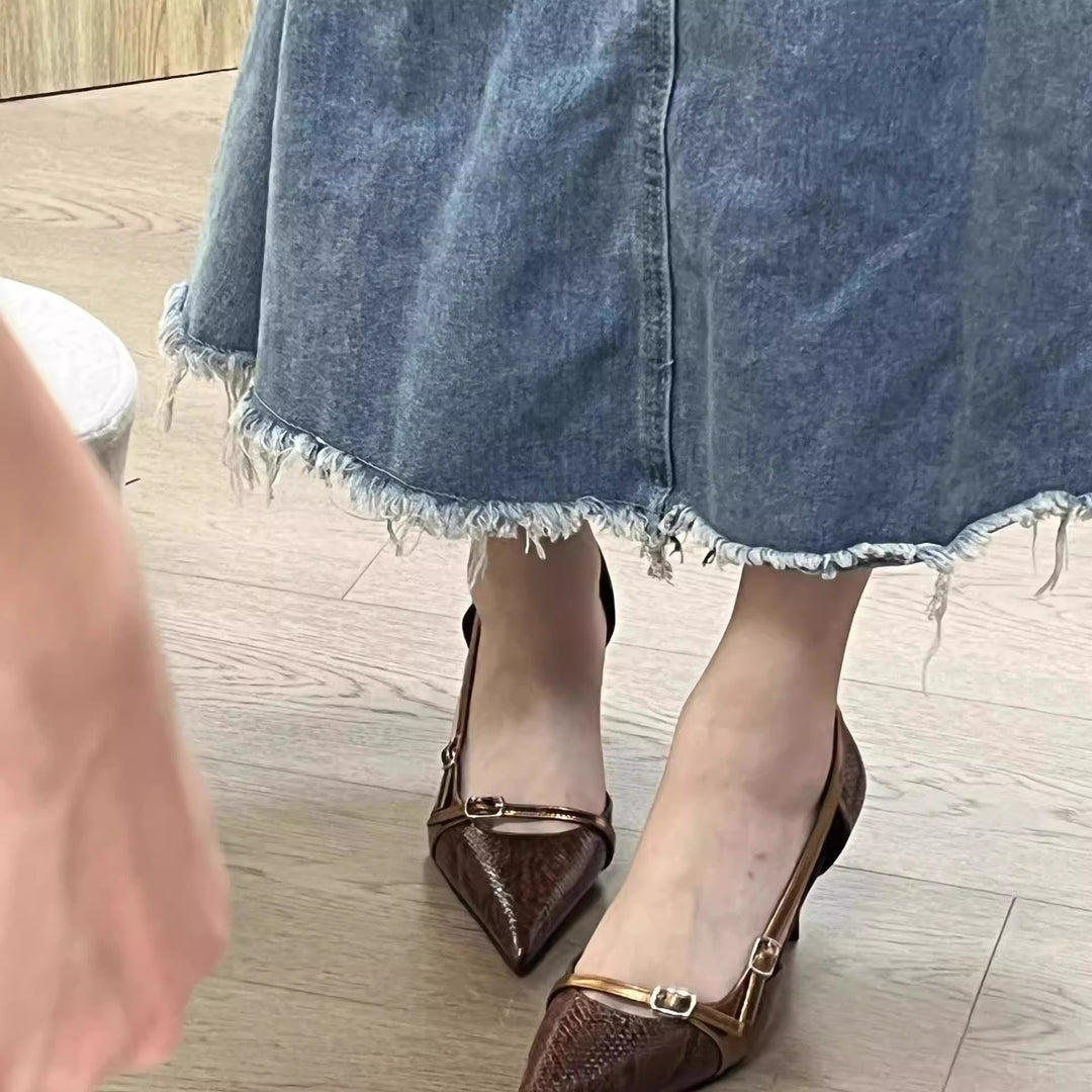 Damen schicke Stiletto-Pumps mit dezentem Riemendesign EB