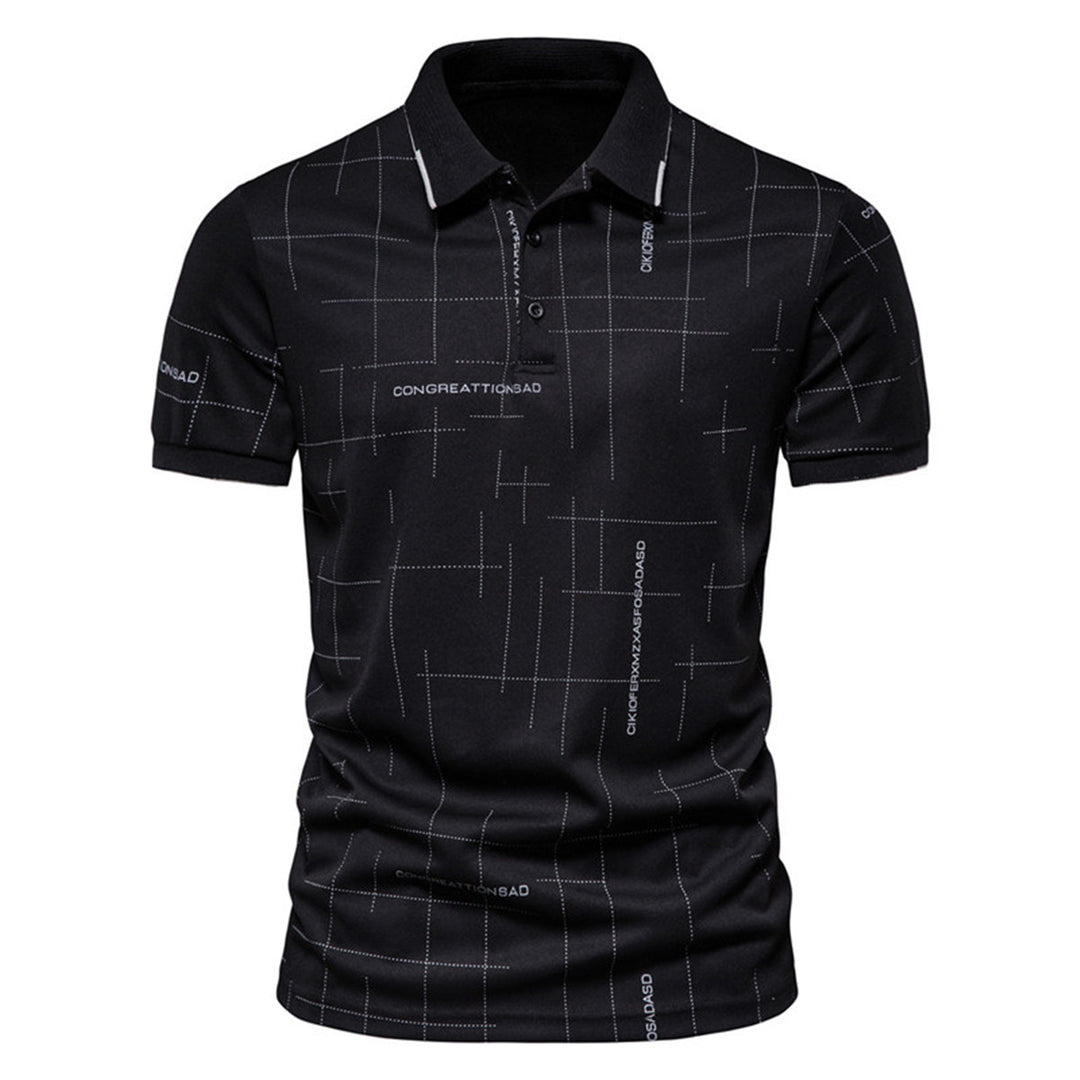 Herren Poloshirt mit modernem grafischen Druck und atmungsaktiven Eigenschaften EB