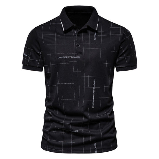 Herren Poloshirt mit modernem grafischen Druck und atmungsaktiven Eigenschaften EB