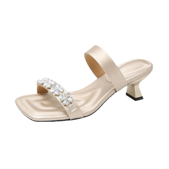 Damen elegante Slipper mit funkelnden Strassverzierungen EB
