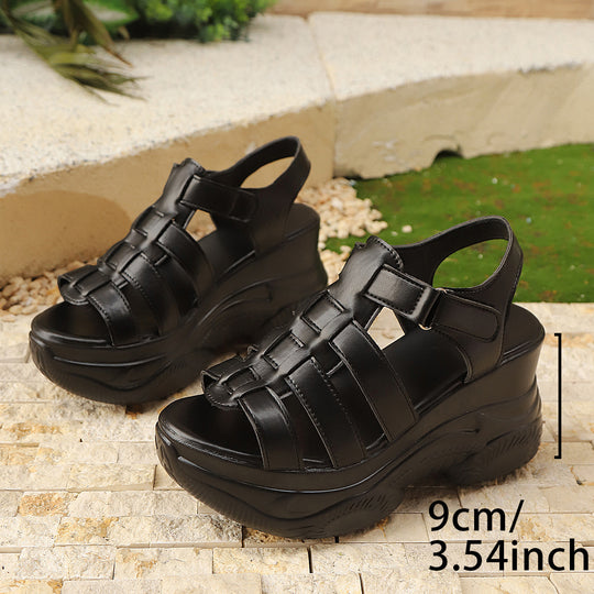 Damen Plateau-Sandalen mit verstellbaren Riemen und ergonomischem Fußbett EB