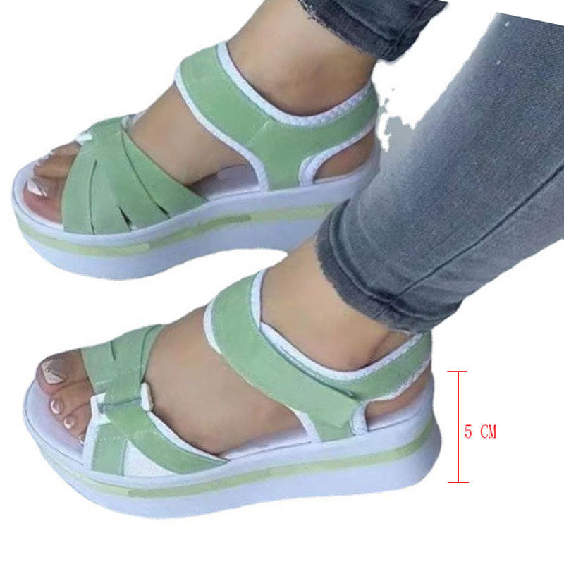 Damen sportliche Wedge-Sandalen mit verstellbarem Riemen EB