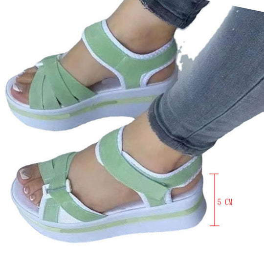 Damen sportliche Wedge-Sandalen mit verstellbarem Riemen EB