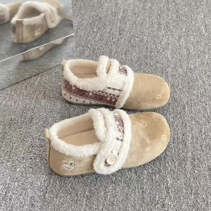 Damen Flauschige Hausschuhe mit verstellbarem Riemen und weich gefüttertem Innenfutter EB