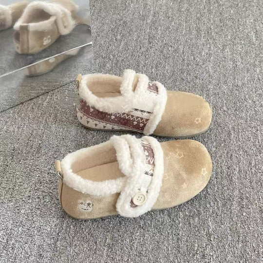 Damen Flauschige Hausschuhe mit verstellbarem Riemen und weich gefüttertem Innenfutter EB