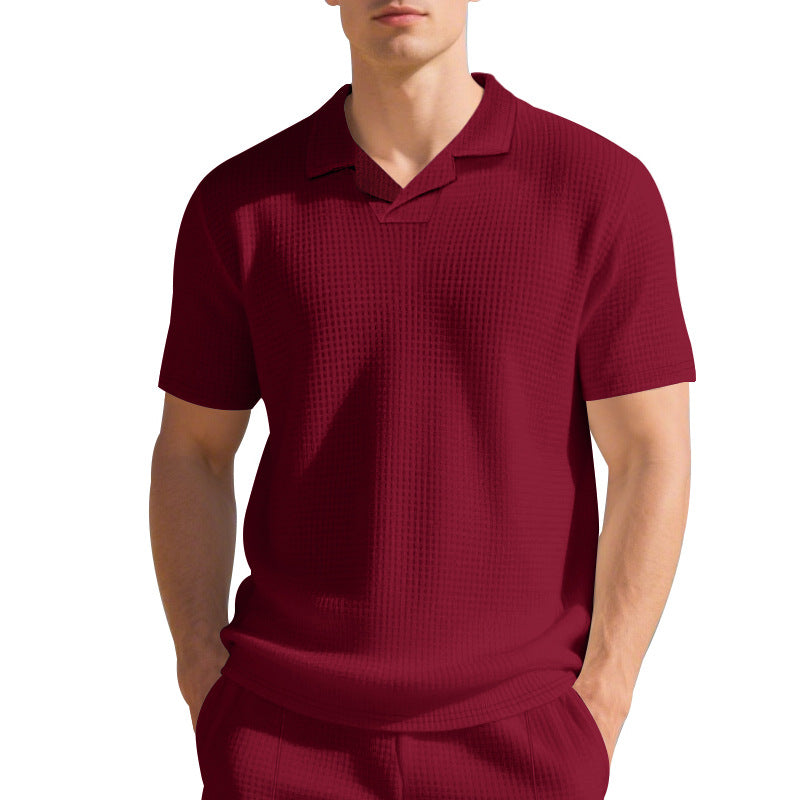 Herren Kurzarm Poloshirt mit strukturiertem Design und modernem Stehkragen EB